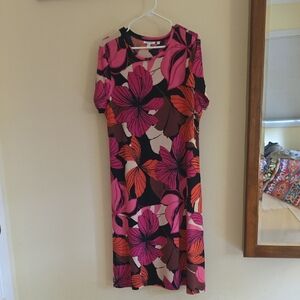 Floral Pink and Brown Women's Dress